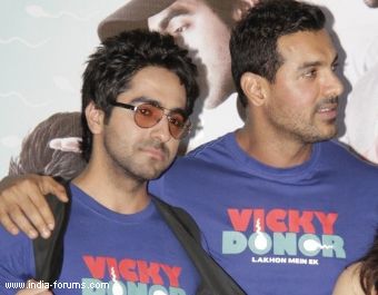john abraham and Ayushmann at movie vicky donor
