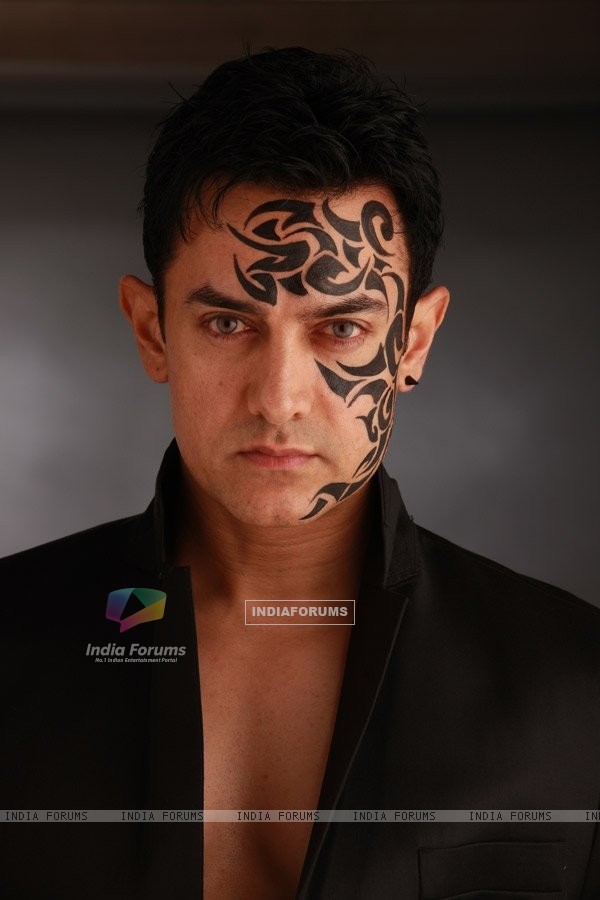 Aamir Khan with tattoo on the face