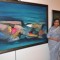 Asha Bhosle at artist Madhuri Bhaduri's art exhibition at Kalaghoda, Mumbai