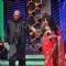 Vidya Balan with Sanjay Dutt on the set of "Bigg Boss Season 5" to promote her movie The Dirty Pictu