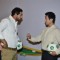 John Abraham talking to Baichung Bhutia at Castrol Photo Shoot