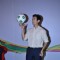Baichung Bhutia shows football trick at Castrol Photo Shoot