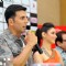 Akshay Kumar addresses the media at the Promotions of Entertainment in Bangalore