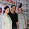 Ramesh Taurani, Akshay Kumar and Tammanah pose at the Promotion of Entertainment in Delhi