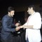 Ranbir Kapoor greets DJ Khushi at the Success Bash of Saavn Mobile App