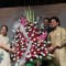 Sachin Tendulkar felicitated with flower boguet on Lata Mangeshkar's 85th Birthday