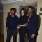 Prabhu Deva, Sonakshi Sinha and Ajay Devgn pose for the media on the Sets of KBC 8