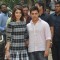 Aamir Khan and Anushka Sharma poses for the media at P.K. Game Launch