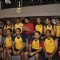 Abhishek Bachchan poses with members of Jamnabai Narsee School