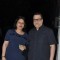 Ramesh Taurani poses with wife at the Special Screening of Tevar