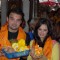 Evelyn Sharma and Mahaakshay Chakraborty pose for the media at Siddhivinayak Temple