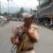 An armed security force personnel near the site of the gun fight with two militants in Srinagar