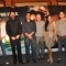 Bollywood actors Siddharth, Aditya Pancholi, and Anupam Kher at the music launch of "Striker" in Mumbai