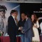 Amitabh Bachchan, Aishwarya Rai and Rajnikant at Robot music launch at JW Marriott