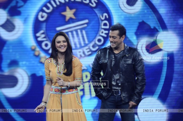 Preity and Salman on the sets of Guinness World Records at RK Studios. .