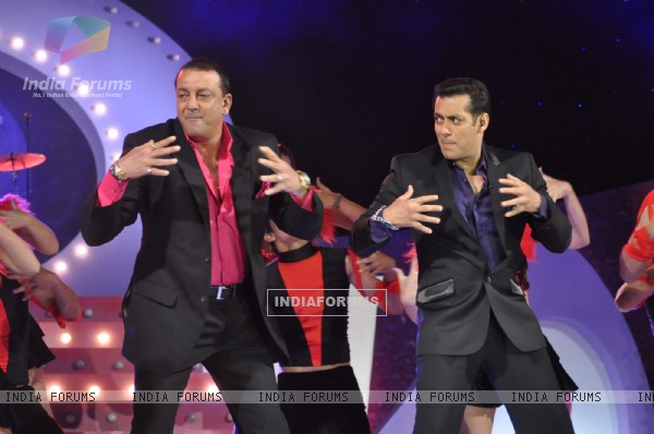 Salman Khan and Sanjay Dutt at Bigg Boss 5 launch