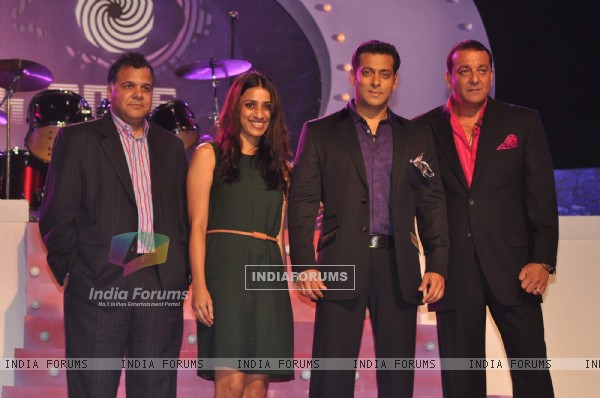 Raj Nayak(CEO) and Ashvini Yardi with Salman Khan and Sanjay Dutt at Bigg Boss 5 launch