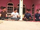 Adhvik Mahajan and Gaurav Chaudhary learning yoga on the set of Bani Video